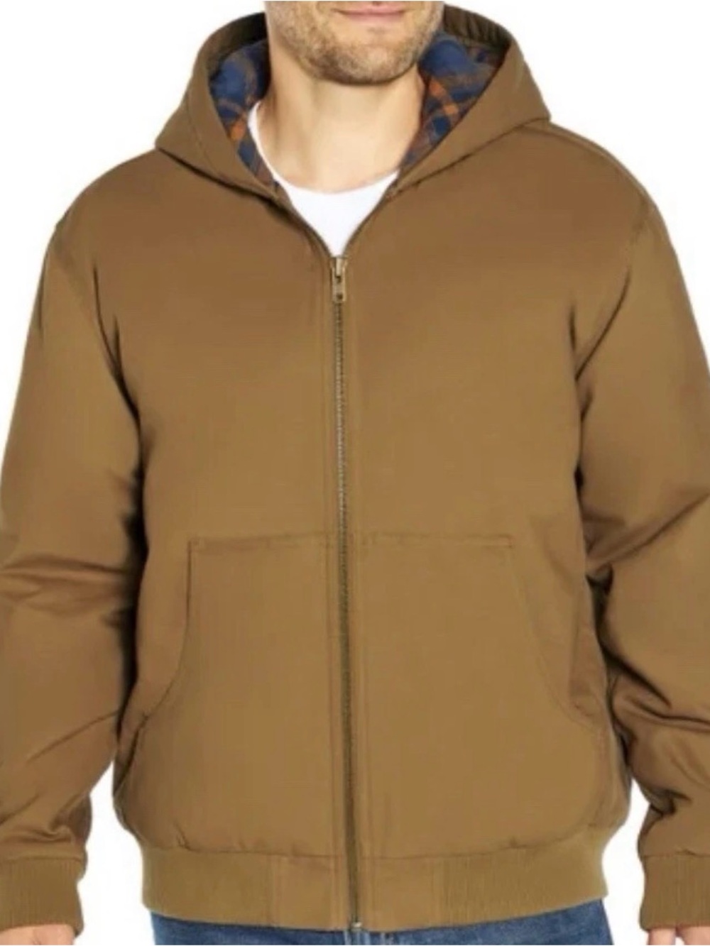 WOOLRICH GREEN LABEL COLLECTION Men’s Medium Brown Canvas Zip Work Jacket Hoodie